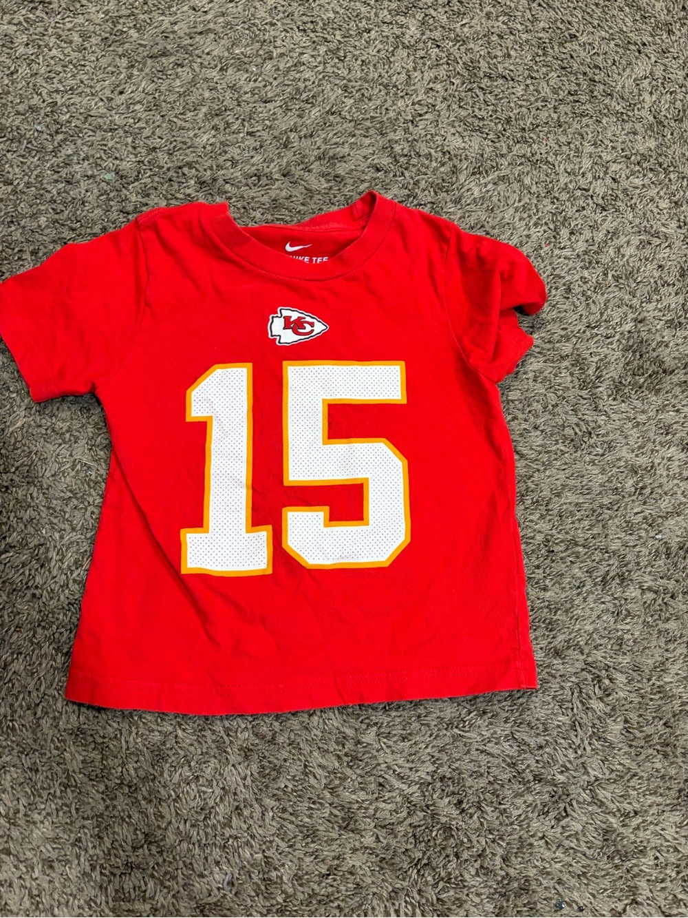 Nike Red Kids' Football Tee with 15 and Chiefs Logo